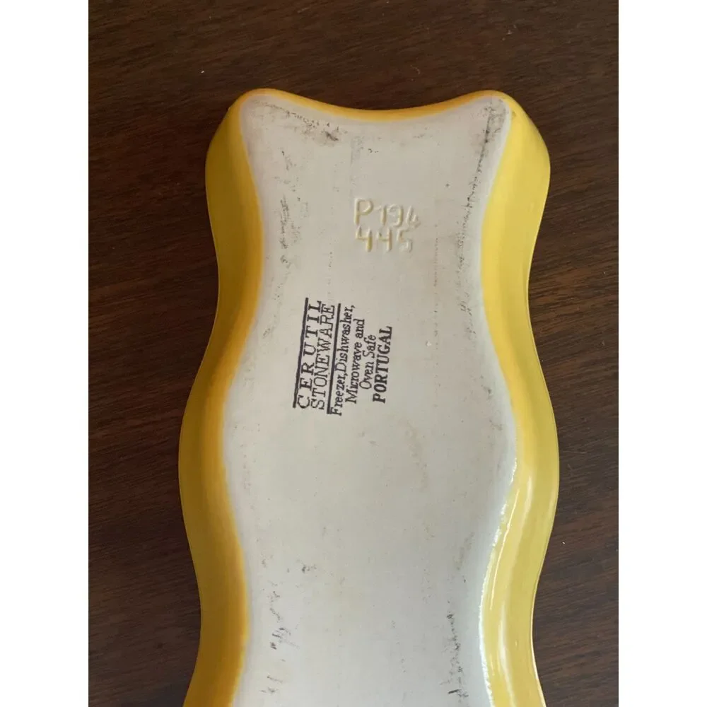 Cerutil Portugal Yellow Stoneware Baking Dish 10” Wavy Scalloped Serving Tray